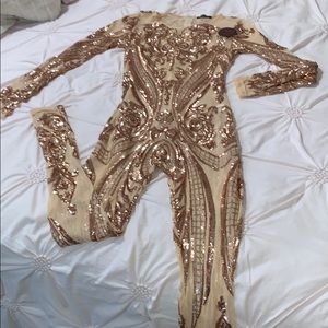 Rose Gold and nude (sheer) jumpsuit